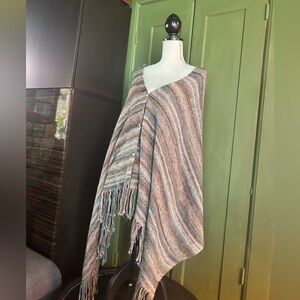 Jana Cozy Striped Fringe Throw Shawl - Multi-Color